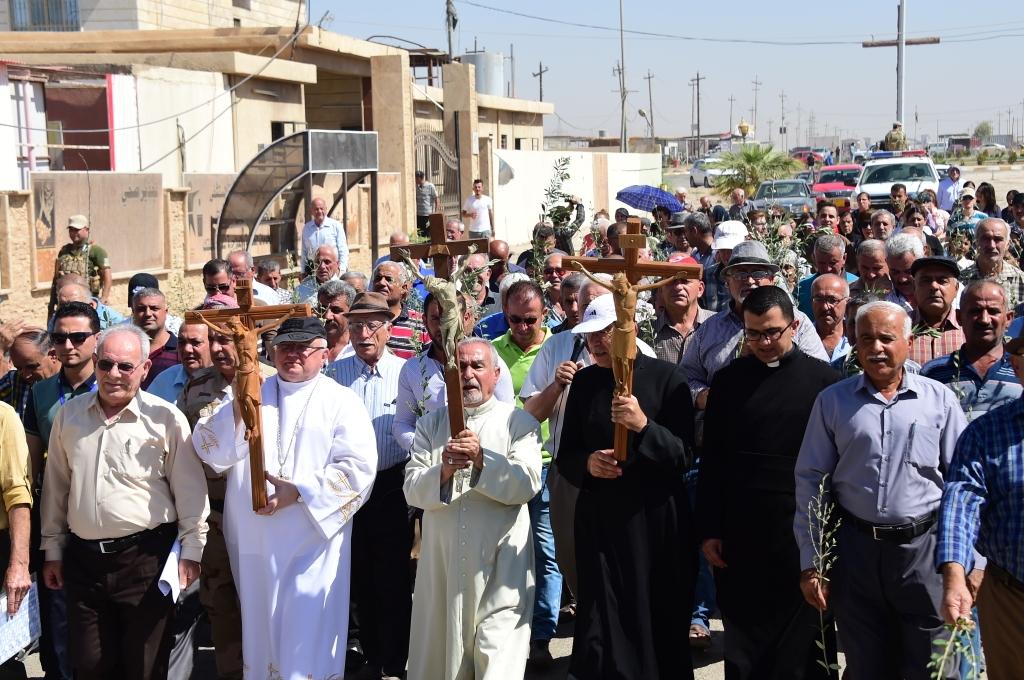 Procesión del Domingo de Ramos en Qaraqosh, uno de los pueblos cristianos de la llanura de Nínive, Irak. (ACN)
