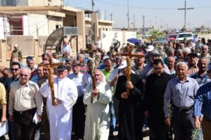 Procesión del Domingo de Ramos en Qaraqosh, uno de los pueblos cristianos de la llanura de Nínive, Irak. (ACN)