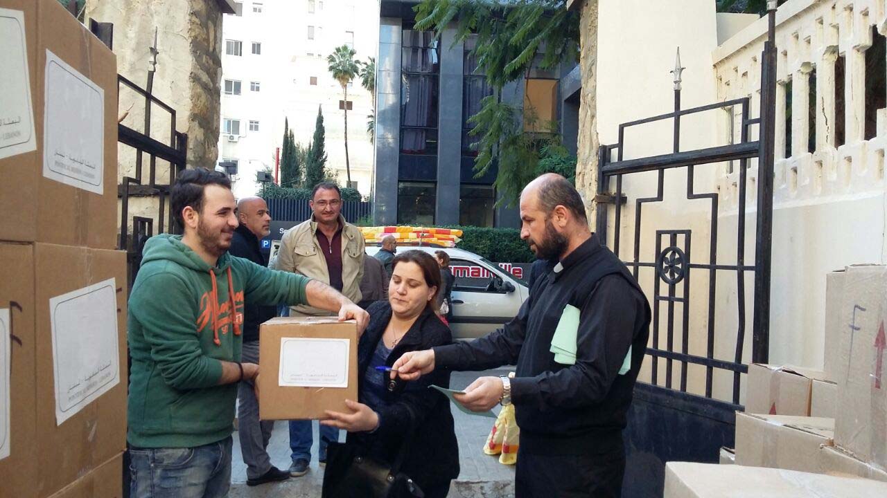 Food parcels for survivors of the explosion in Beirut August 2020