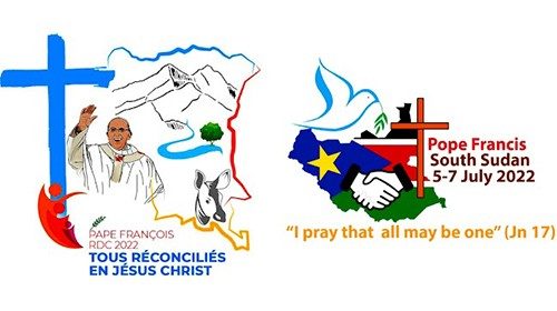 Carteles de la visita del Papa a R.D. Congo y Sudán del Sur.