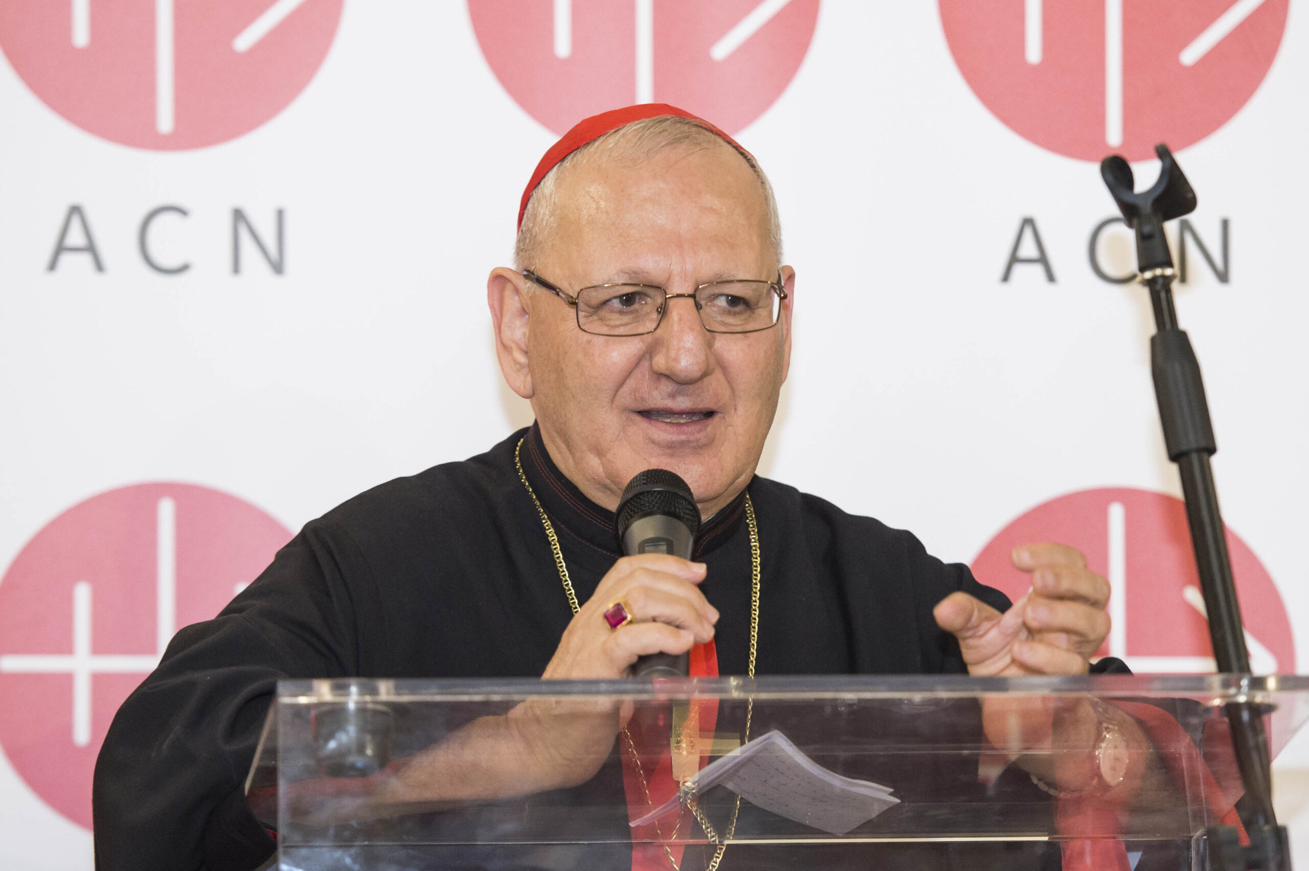El cardenal Sako en la conferencia ‘Regreso a las raíces: los cristianos en las Llanuras de Nínive’. (ACN)