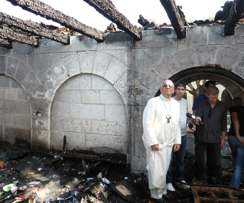 Parte devastada de la Iglesia de los Panes y los Peces en Tabgha, Galilea. (Patriarcado Latino de Jerusalén)
