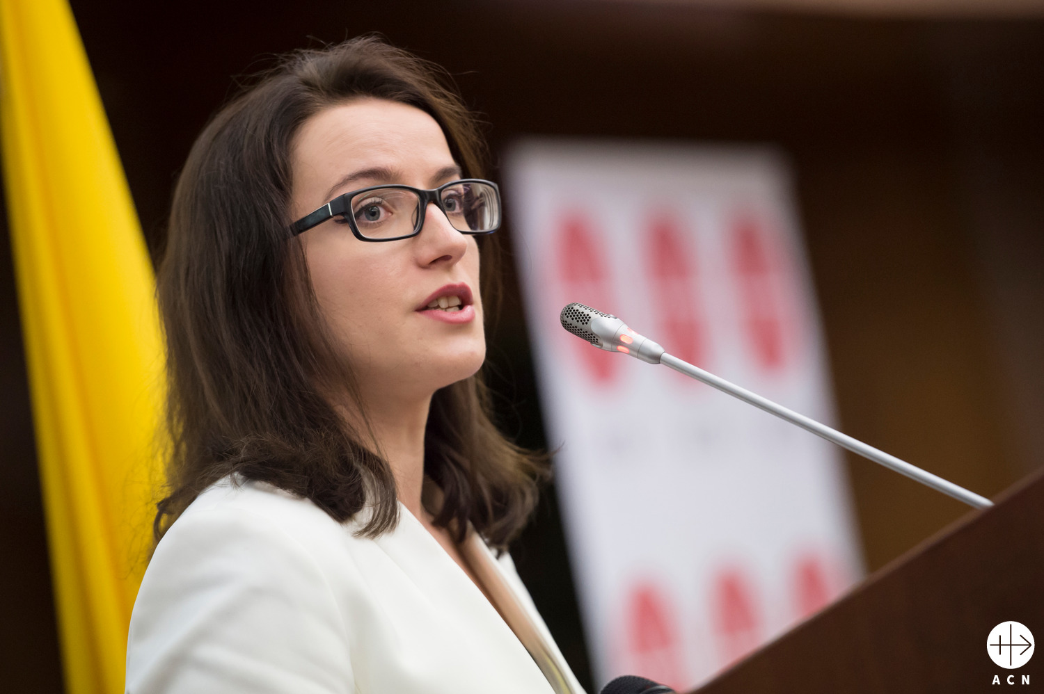 Ewelina Ochab, durante la conferencia internacional organizada por ACN en Roma. (ACN)