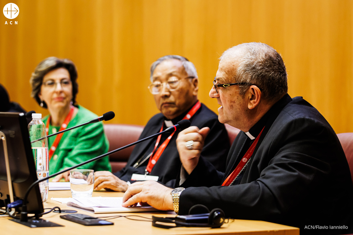 Monseñor Jacques Mourad durante su intervención en la presentación del informe en Roma. © ACN/Flavio Ianniello