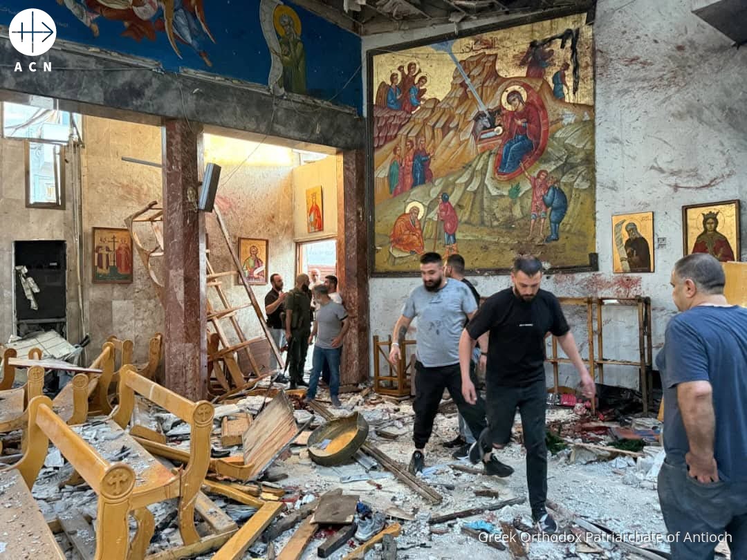 Iglesia ortodoxa de San Elías, en Damasco (Siria), tras el mortal atentado del 22 de junio de 2025
