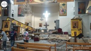 Iglesia greco ortodoxa de Mar Elías, en Damasco (Siria), tras el atentado terrorista del 22 de junio de 2025