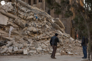 Edificios destruidos en Alepo (Siria) tras el terremoto de 2023. © Hope Center