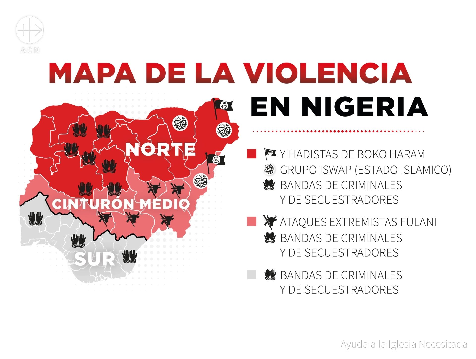 Mapa de la violencia en Nigeria. © ACN España