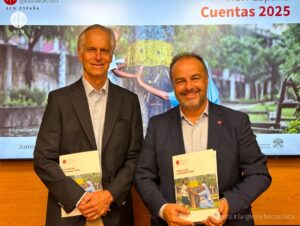 Walther von Plettenberg, presidente de ACN España (izquierda), y José María Gallardo, director (derecha), en la presentación de la Memoria 2025 de la fundación. ©ACN España