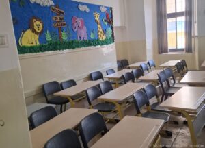 Clase vacía en un colegio de Jerusalén. © Collège des Frères in Jerusalem